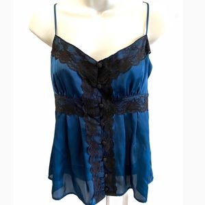 Blue Camisole with Black Lace